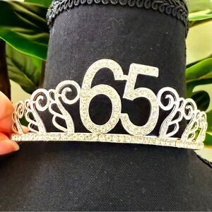 65th Elegant Silver Tiara with Rhinestones